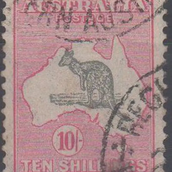 1931-47 CofA 10/- grey & aniline pink. Good to ...