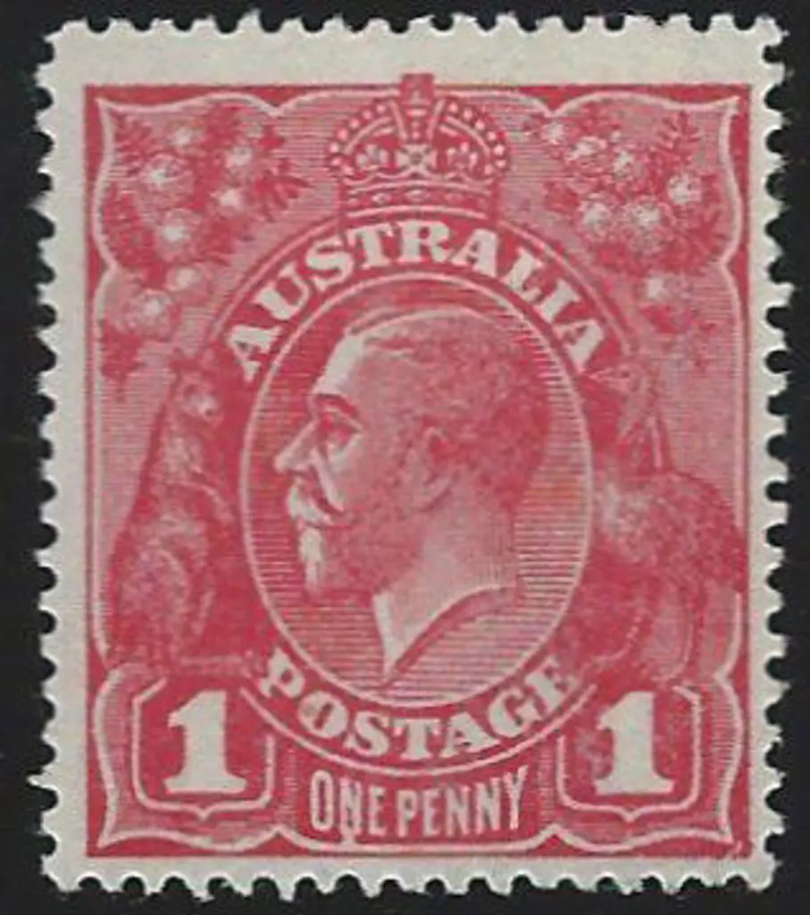 1914-20 Single wmk 1d red with "Run N" variety ... Image 1++