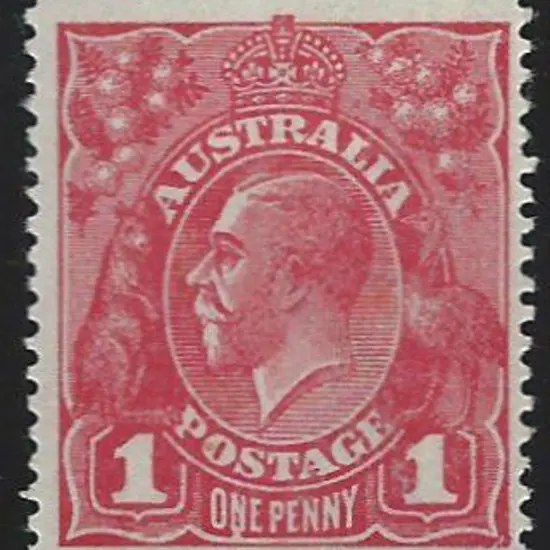 1914-20 Single wmk 1d red with "Run N" variety ...