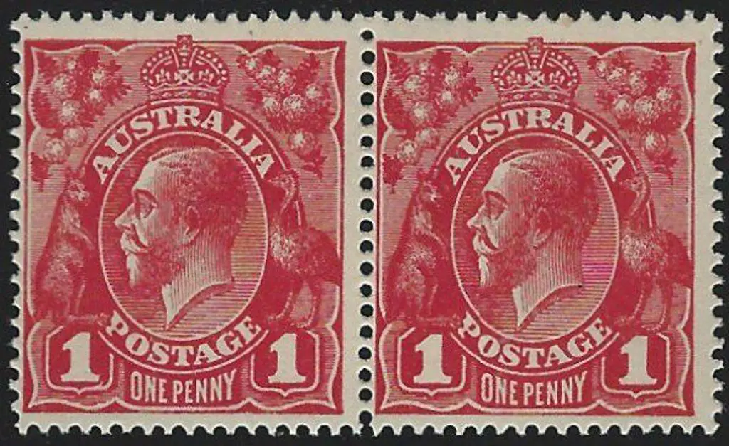 1914-20 Single wmk 1d rose red Die I/II pair. ... Image 1++