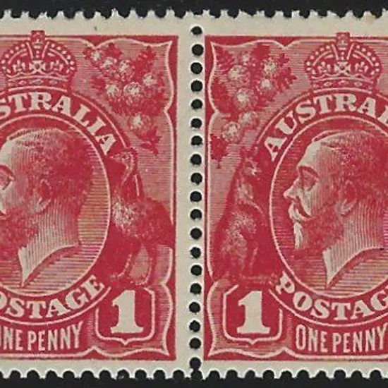 1914-20 Single wmk 1d rose red Die I/II pair. ...