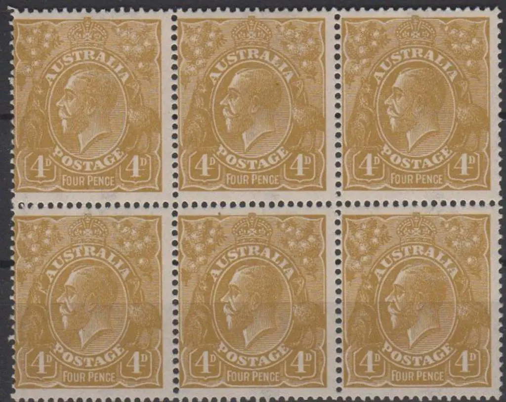 1918-23 Single wmk4d olive block of 6 with the ... Image 1++