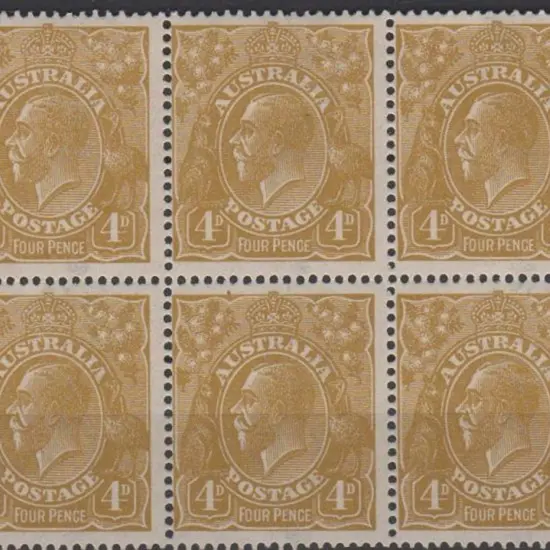 1918-23 Single wmk4d olive block of 6 with the ...