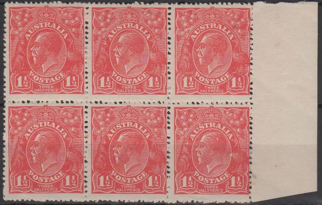 1924/26 no wmk 1½d scarlet marginal block of 6 ... Image 1++