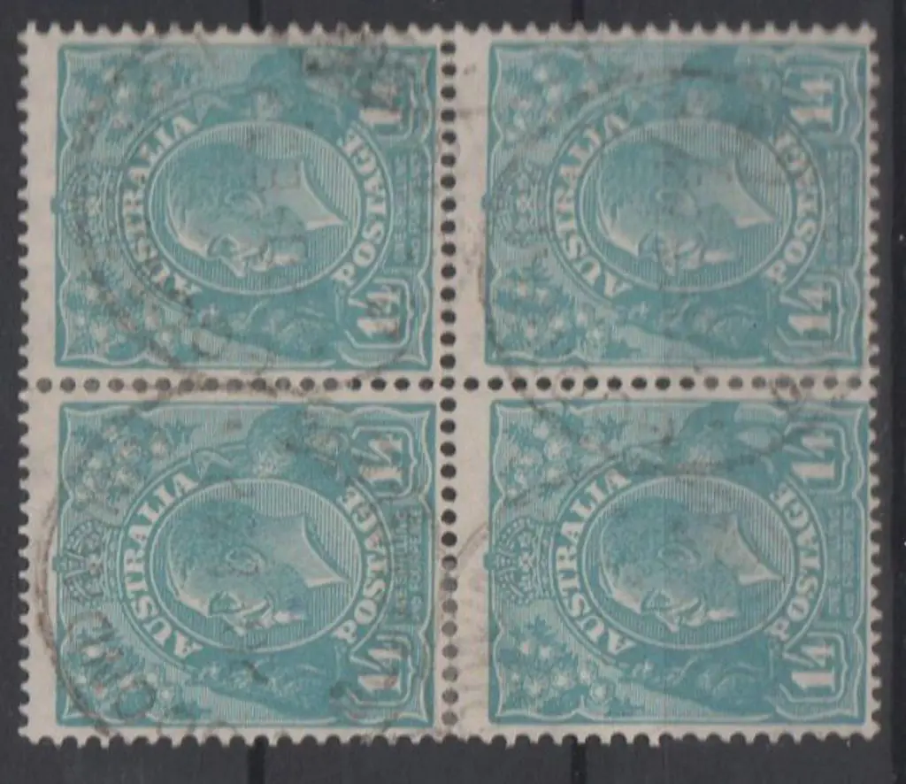 1926-30 SM wmk Perf 13½x12½   1/4d greenish-blue ... Image 1++