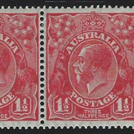 1926-30 SM wmk Perf 14 1½d scarlet marginal pair ...