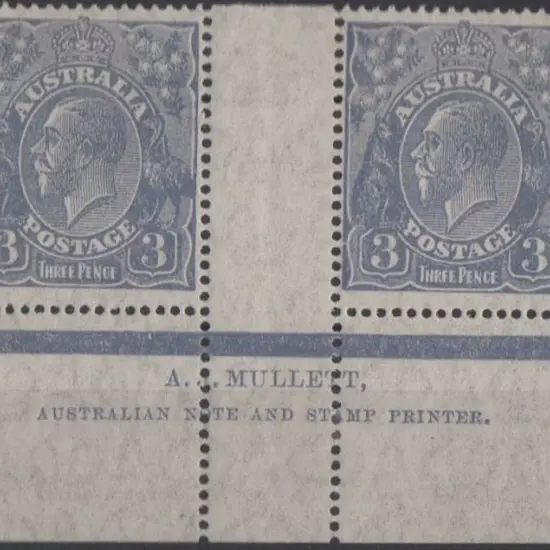 1926-30 SM wmk Perf. 14 3d blue in Mullett imprint ...