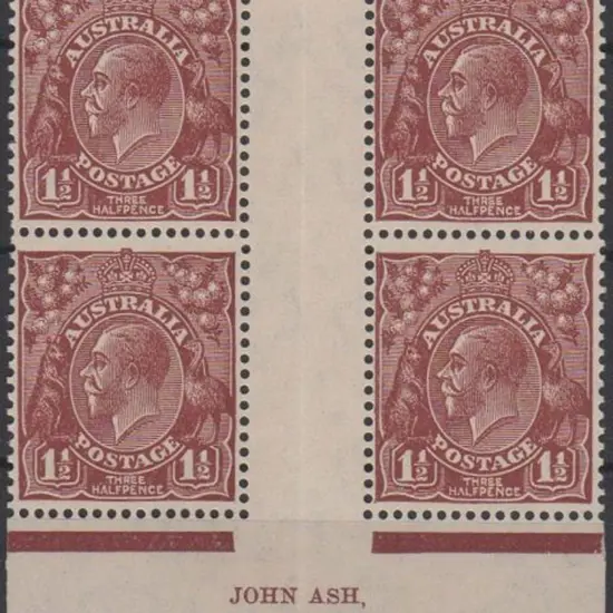 1931-36 CofA1½d red-brown, N over A Ash imprint ...