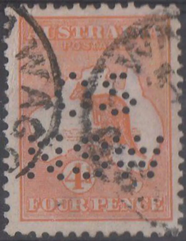 1913 4d orange kangaroo, 1st wmk, perfined ... Image 1++