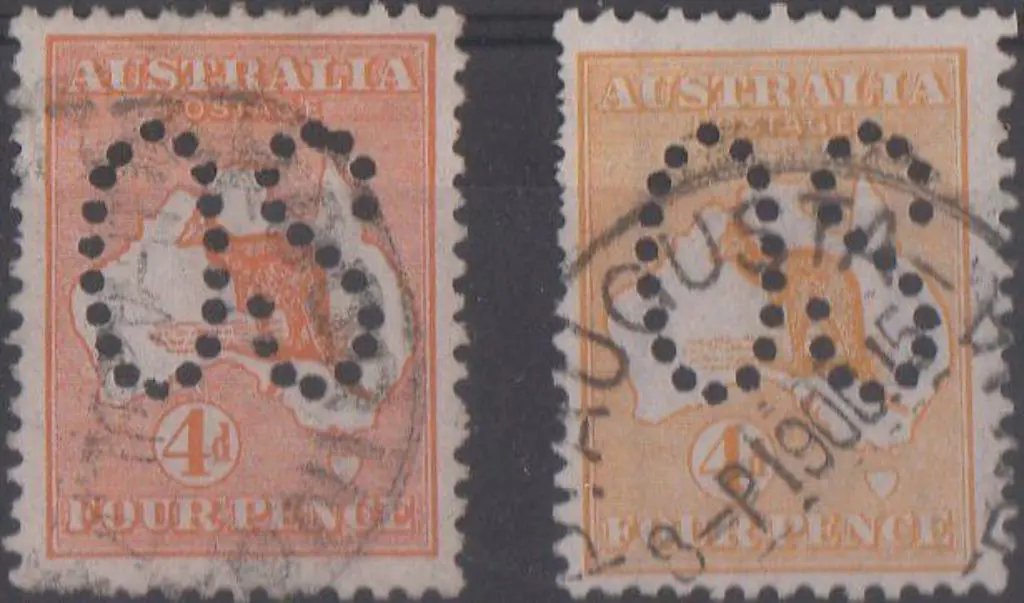 1913 4d kangaroos in yellow-orange & orange shades ... Image 1++