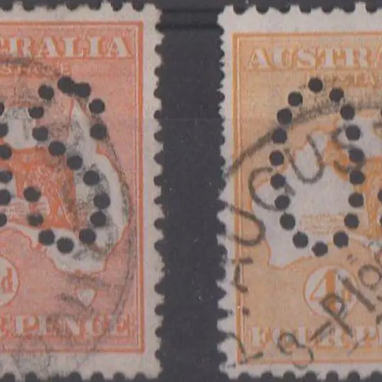 1913 4d kangaroos in yellow-orange & orange shades ...