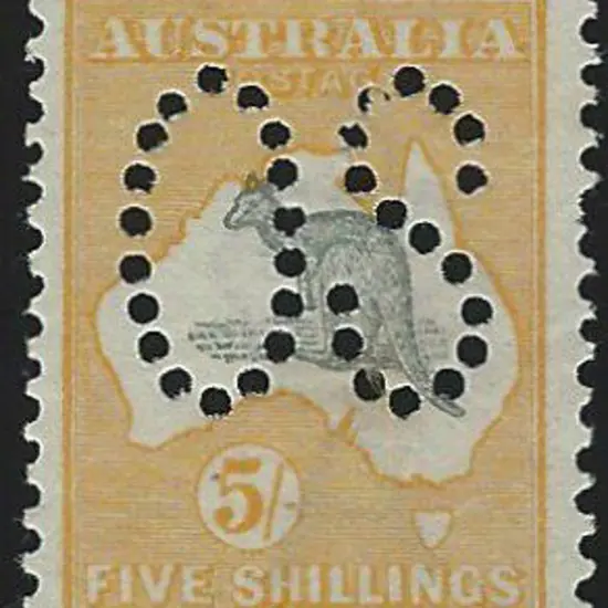 1913 5/- grey & yellow, 1st wmk, perfined large ...