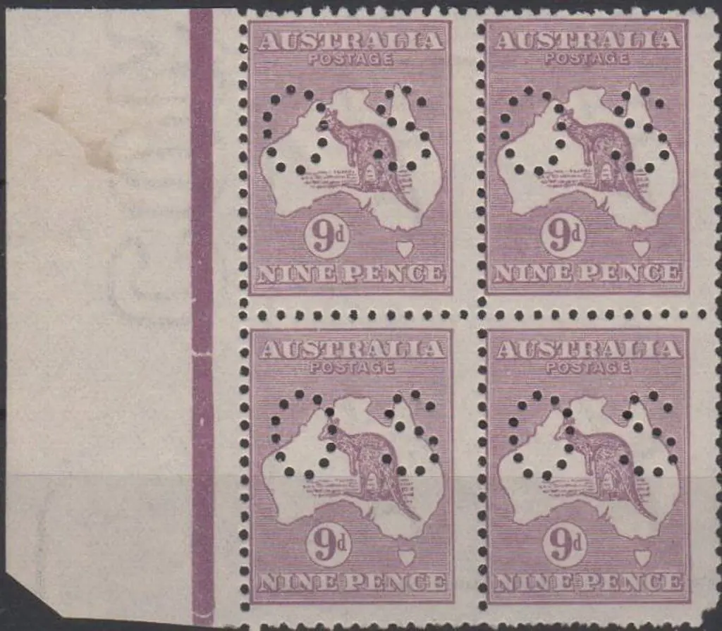 1915 9d violet kangaroo, Die IIB, perfined small ... Image 1++
