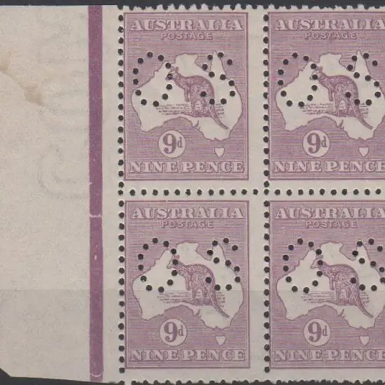 1915 9d violet kangaroo, Die IIB, perfined small ...