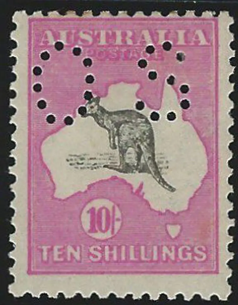 1916/18 10/- grey & intense aniline pink, 3rd wmk, ... Image 1++