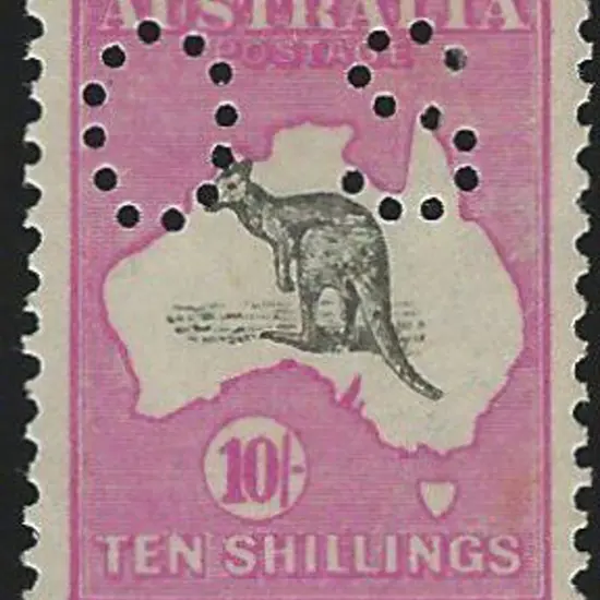 1916/18 10/- grey & intense aniline pink, 3rd wmk, ...