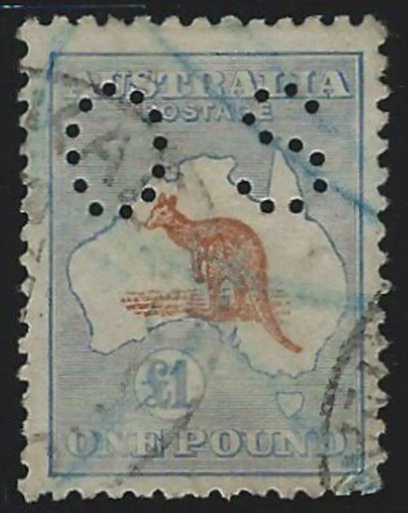 1915/28 £1 chestnut & dull blue kangaroo, 3rd wmk, ... Image 1++