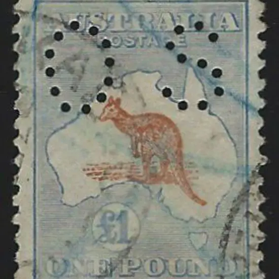 1915/28 £1 chestnut & dull blue kangaroo, 3rd wmk, ...