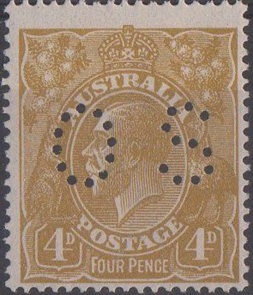 1924 4d olive-yellow KGV perfined "OS". MLH, ... Image 1++