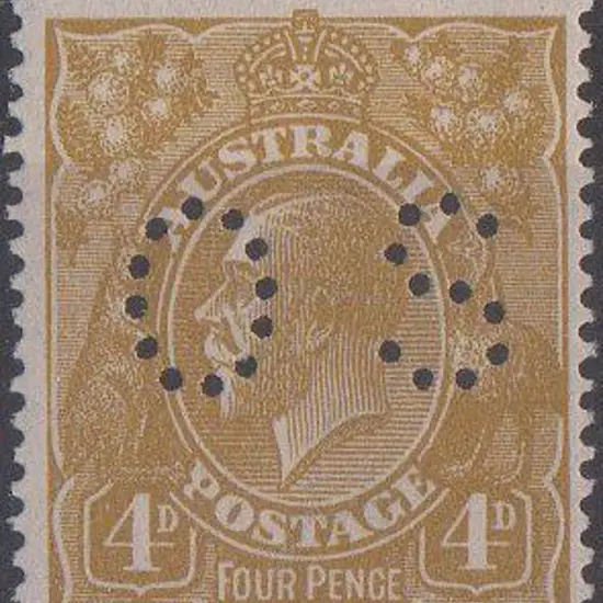 1924 4d olive-yellow KGV perfined "OS". MLH, ...