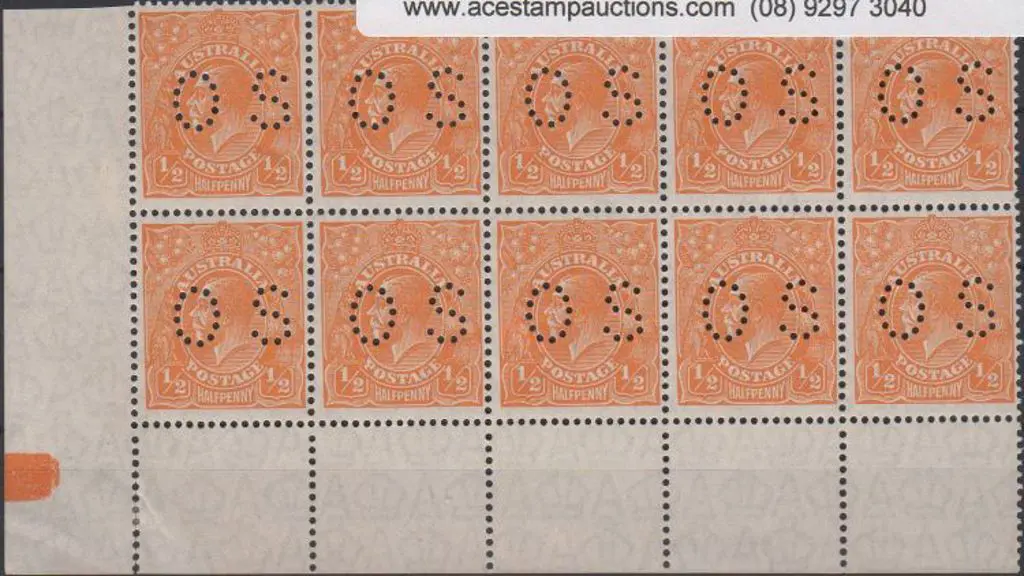 1926 ½d orange KGV bottom left corner block of 10 ... Image 1++