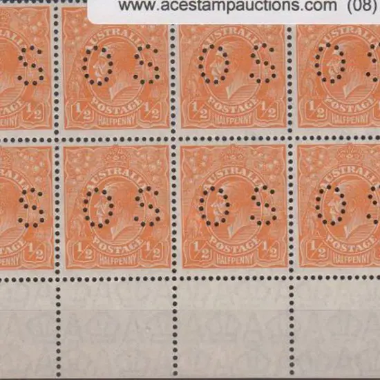 1926 ½d orange KGV bottom left corner block of 10 ...