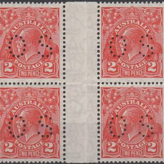 1926 2d golden scarlet, Die III KGV perfined small ...