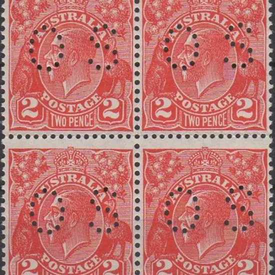1926 2d golden scarlet, Die III KGV perfined small ...
