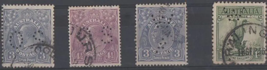 1926 3d ultramarine & 4½d violet KGV perfined ... Image 1++