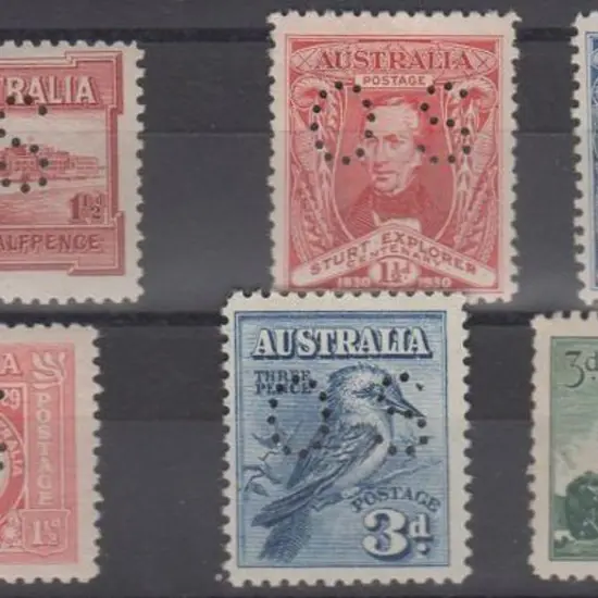 1927-1930 perfined "OS" commems for Canberra, ...