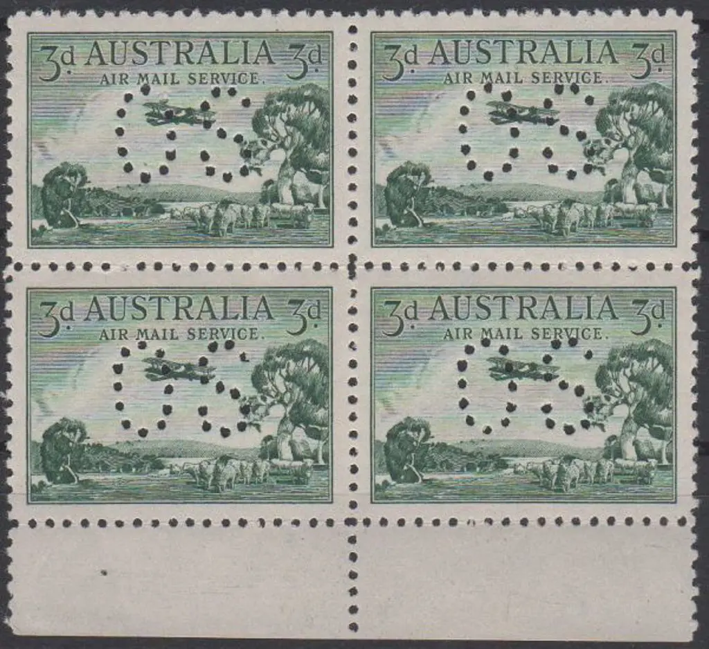 1929 3d Air marginal block perfined "OS". Fresh ... Image 1++