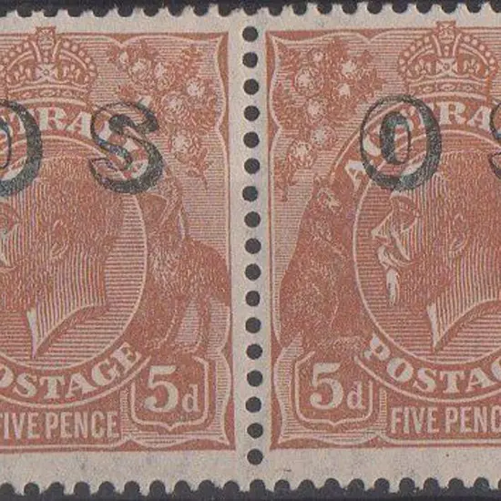 1932/33 5d orange brown KGV ovptd "OS" in ...