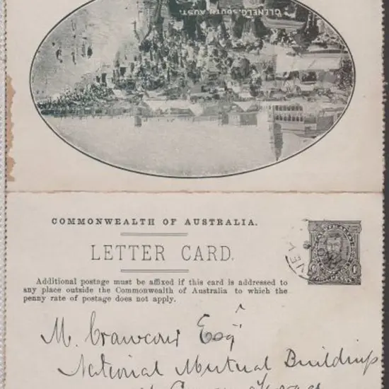 1911 1d black KGV lettercard with buff interior ...