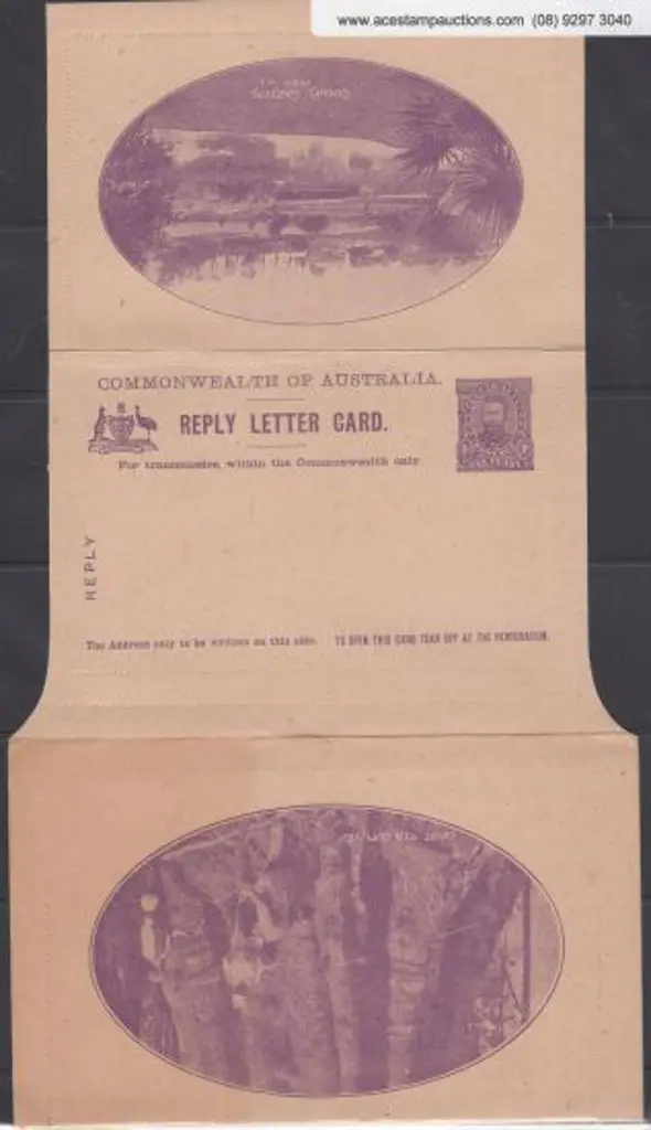 1911 1d violet KGV full face "REPLY LETTER CARD" ... Image 1++