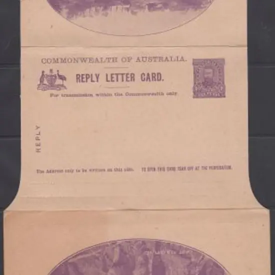 1911 1d violet KGV full face "REPLY LETTER CARD" ...