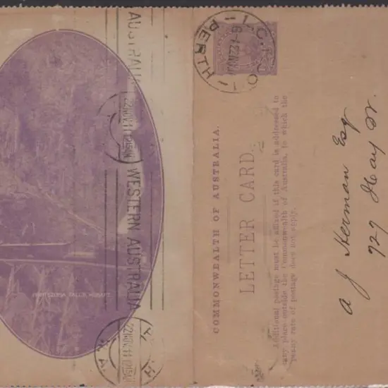1911 1d bright violet KGV lettercard on grey ...