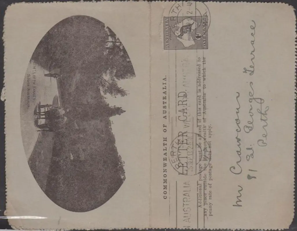 1913 1d kangaroo Die I lettercard in purple-black ... Image 1++
