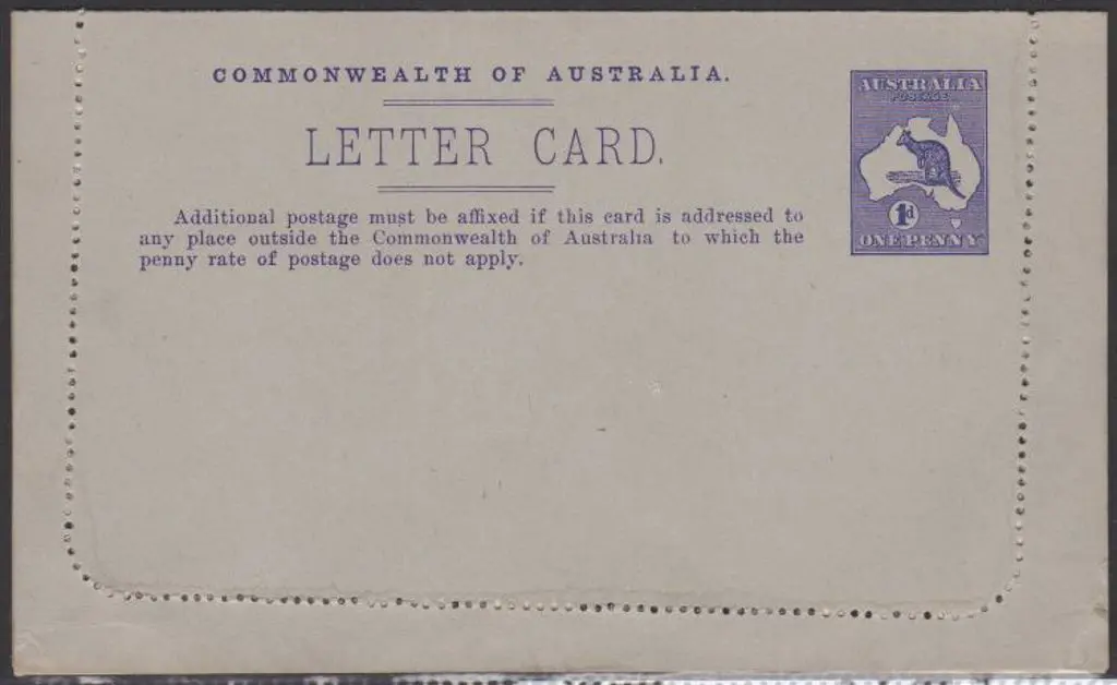 1913 1d deep violet Die II kangaroo letter card ... Image 1++