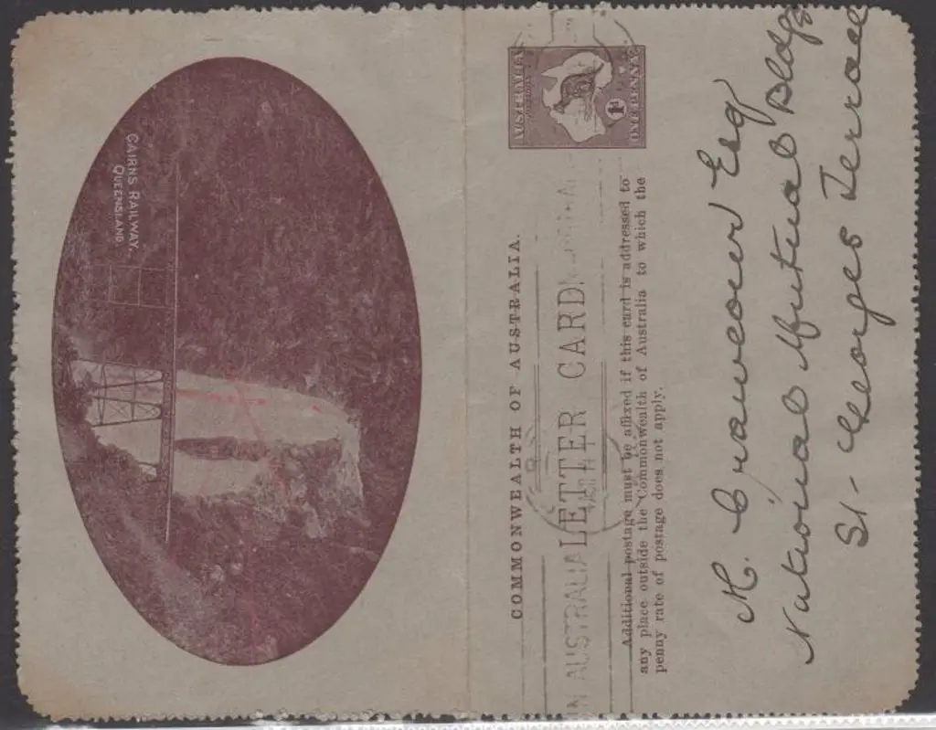 1913 1d kangaroo Die I lettercard  in purple-brown ... Image 1++