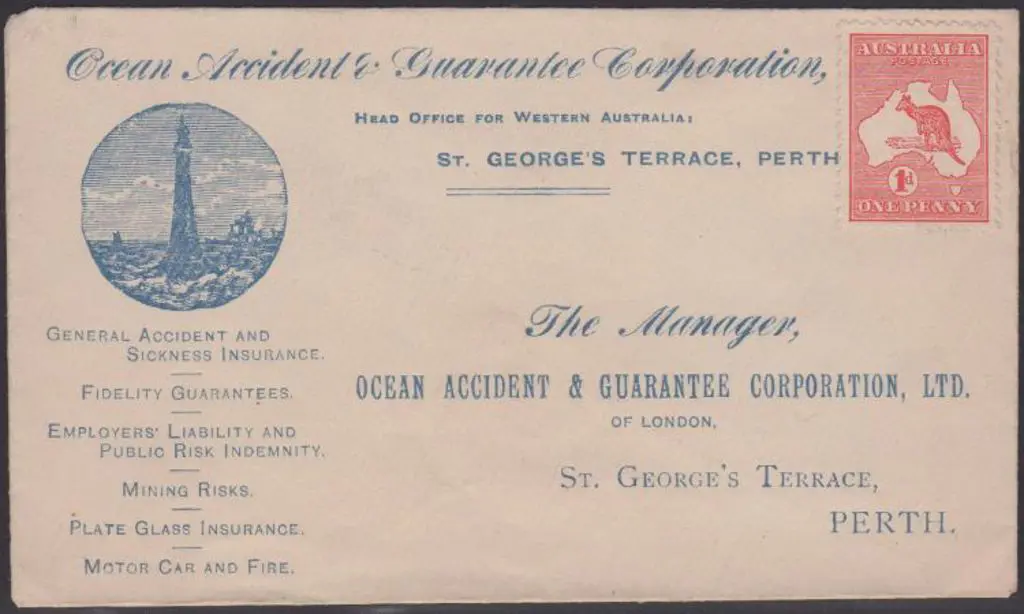 1913 unused commercial envelope printed for Ocean ... Image 1++