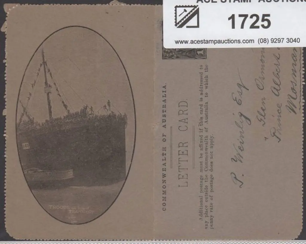 1914 1d brown KGV letter card on buff-grey card ... Image 1++