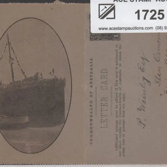 1914 1d brown KGV letter card on buff-grey card ...