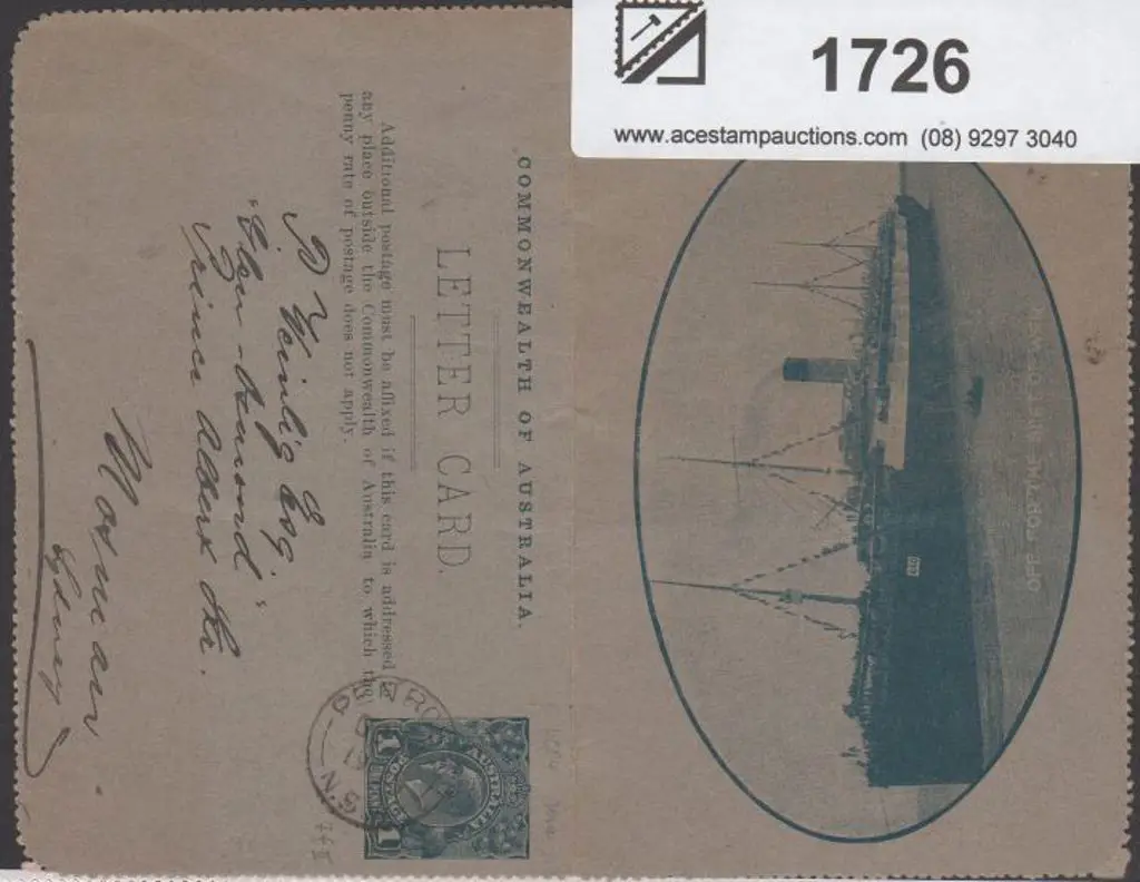 1914 1d green KGV letter card on buff-grey card ... Image 1++