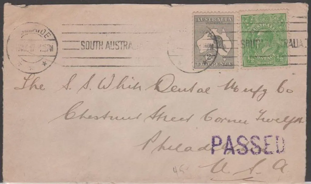1917 (31st May) cover to USA bearing 2d Kangaroo & ... Image 1++