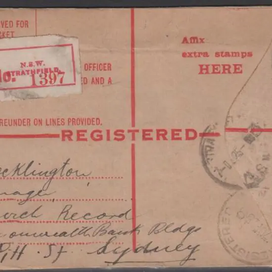 1925 (7th Dec) 4½d KGV pre-printed registered env ...