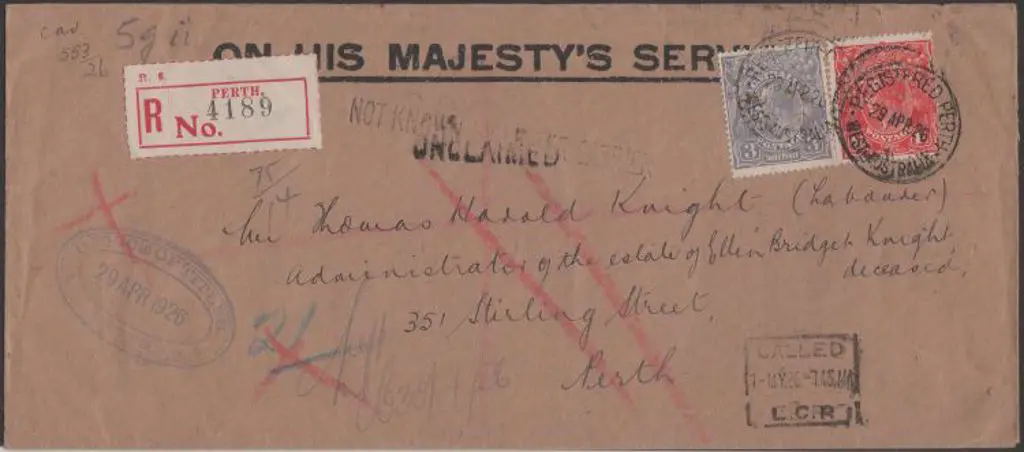 1926 (29th April) OHMS Perth Registered cover with ... Image 1++