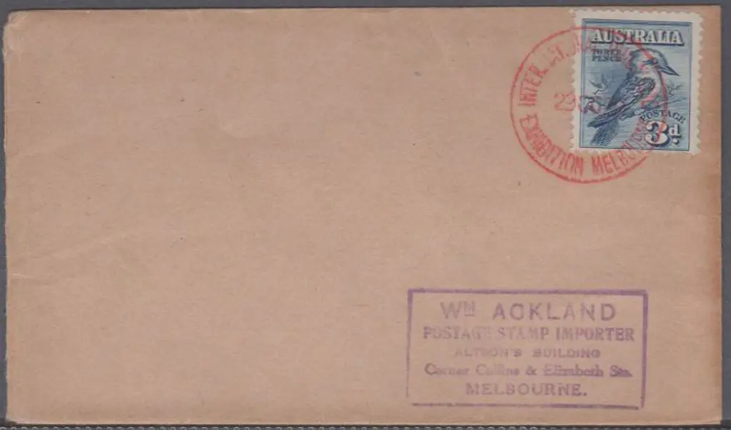 1928 (29th Oct) 3d Kookaburra tied to plain FDC by ... Image 1++