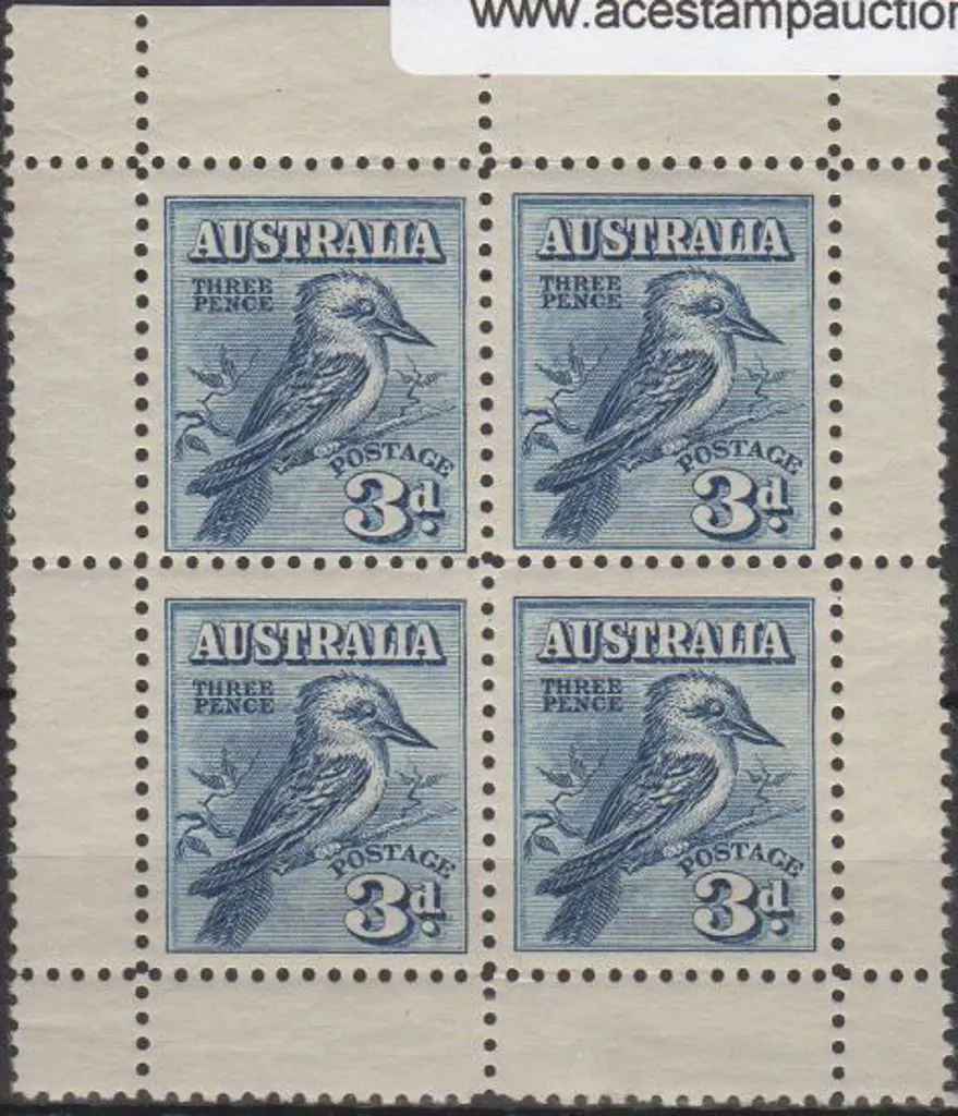 1928 Kookaburra Miniature Sheet from top of sheet. ... Image 1++