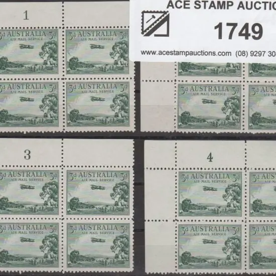 1929 3d green Airmail type A top left plate blocks ...