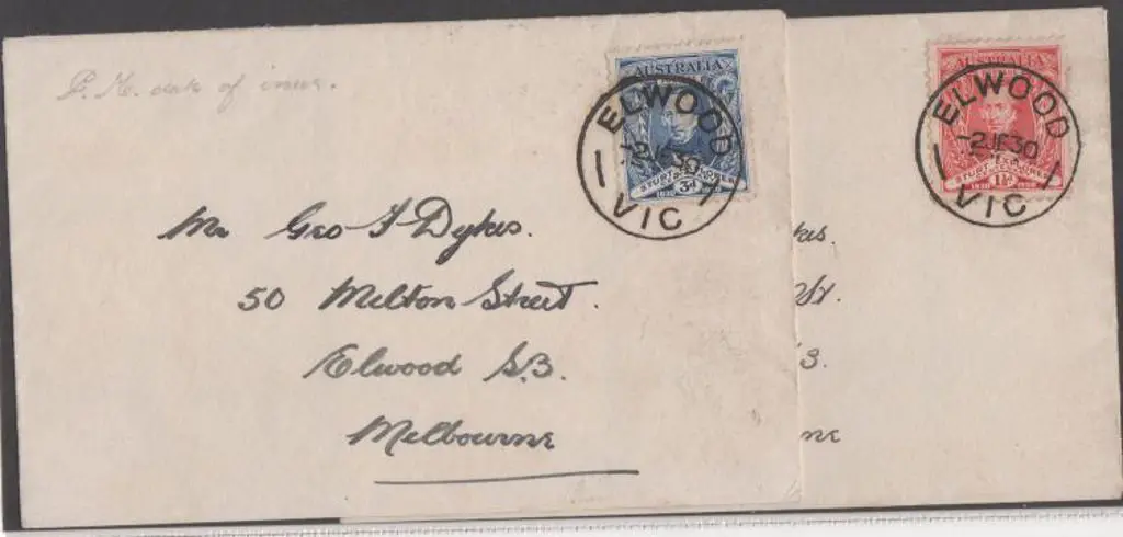 1930 (2nd June) 1½d & 3d Sturt on 2 matching plain ... Image 1++